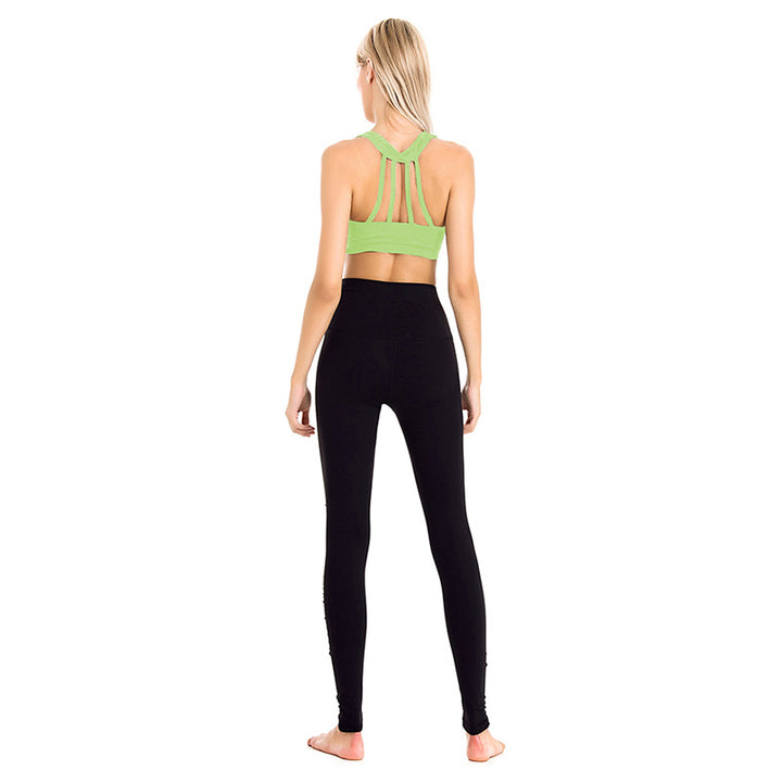 Yoga Suit Women'S Fashion Blouse Shockproof Bra Tight Yoga Pants  Piece Set