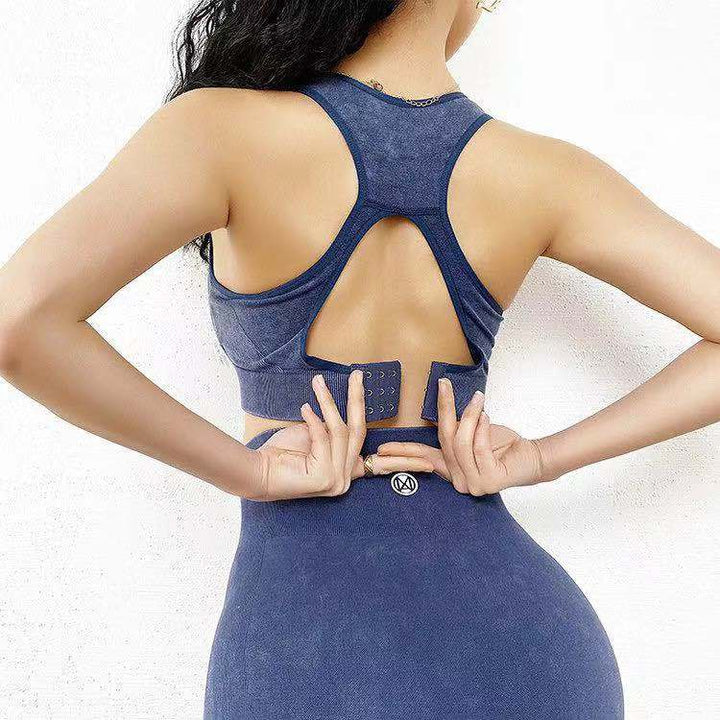 Running Shockproof Gathers Stereotyped Vest-style Anti-sagging Fitness Yoga Bra Set