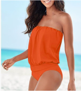 Solid Color Multi-code Tube Top Strapless Shoulders Sexy One-piece Swimsuit Beach Triangle Swimsuit