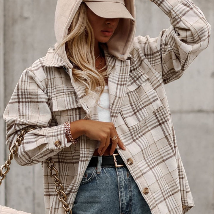 Autumn New Plaid Long-sleeved Coat Women's Loose Casual