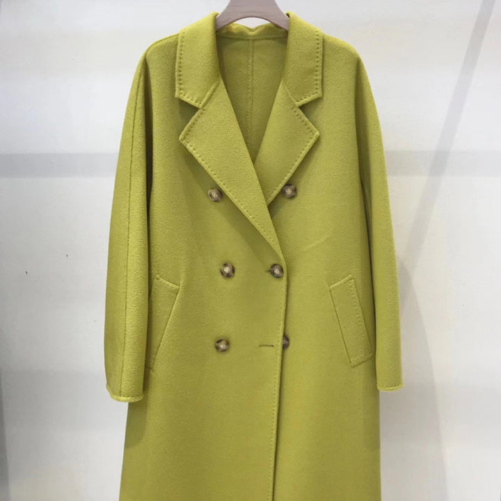 Reversible Cashmere Coat Women's Long High-end Water Ripple Coat