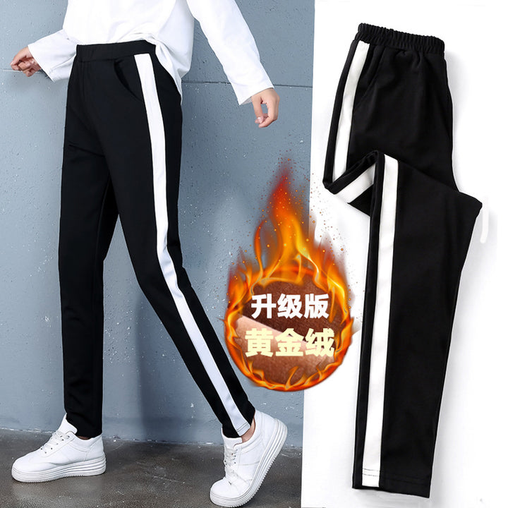 2021 autumn and winter new style, cashmere and thick sports trousers, women's casual pants