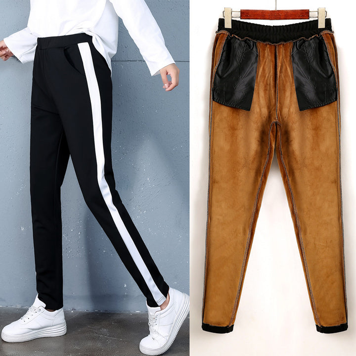 2021 autumn and winter new style, cashmere and thick sports trousers, women's casual pants
