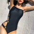 Siamese slim tube top swimsuit black temperament waist swimsuit women's strap swimsuit