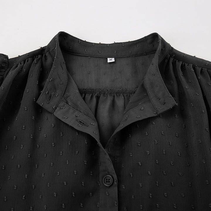 Women's French Jacquard Puff Sleeve Shirt