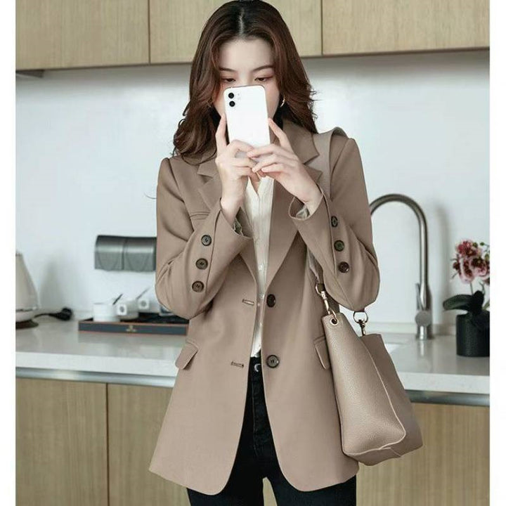 Loose Leisure All-matching Mid-length Suit Top For Women