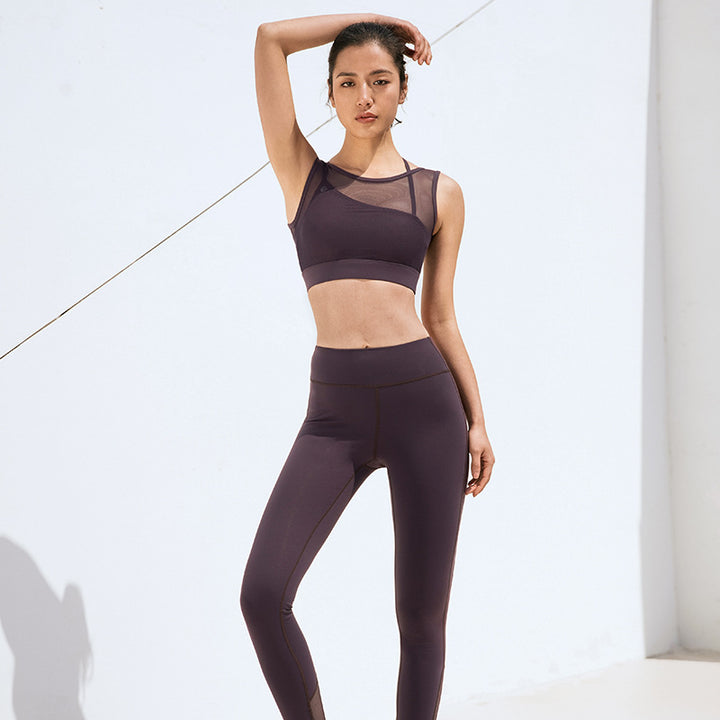 Two-piece mesh sports yoga bra set