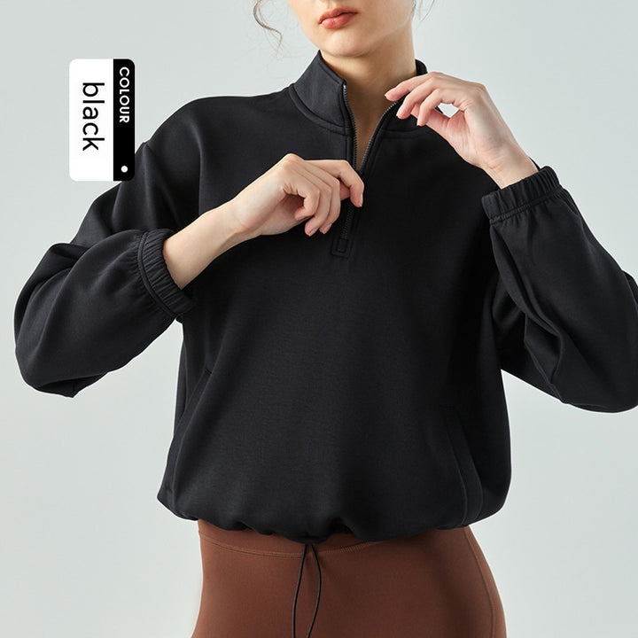 Stand Collar Half Zip Autumn Winter Sweater Coat Workout Clothes Top
