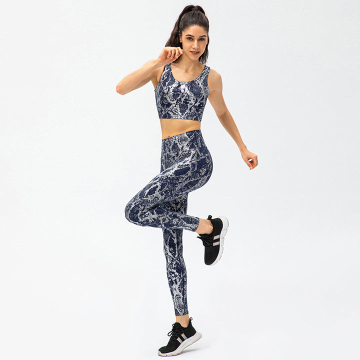Women's Temperament Fashion Snake Print Yoga Set