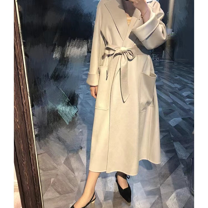 Women's Fashion Double-sided Cashmere Water Ripple Coat
