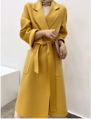Women's Fashion Double-sided Cashmere Water Ripple Coat
