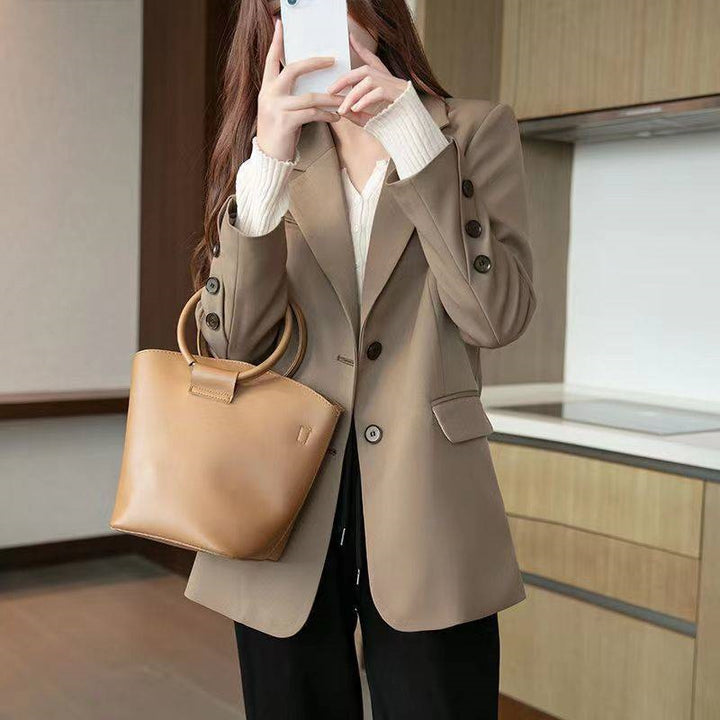 Loose Leisure All-matching Mid-length Suit Top For Women