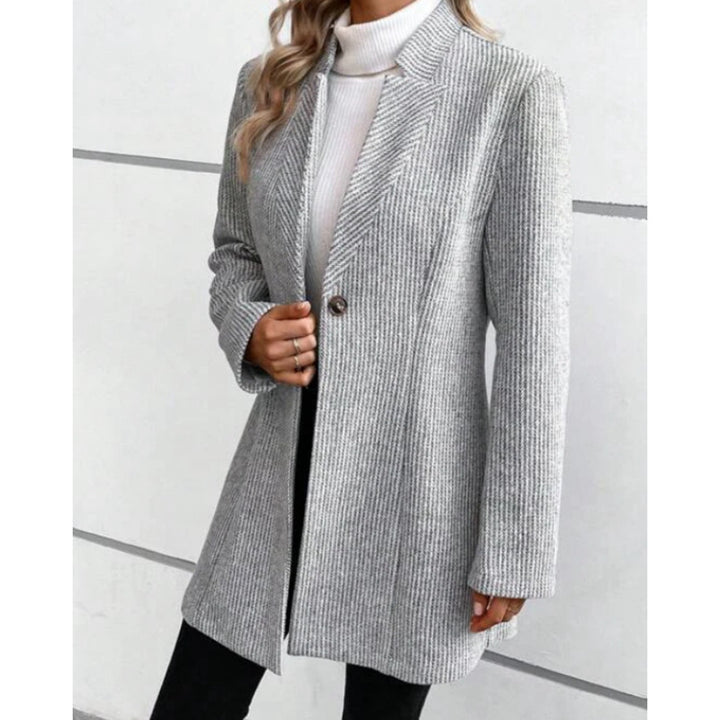 FallWinter Slim Jacquard Stitching Temperament Commute Women's Woolen Coat